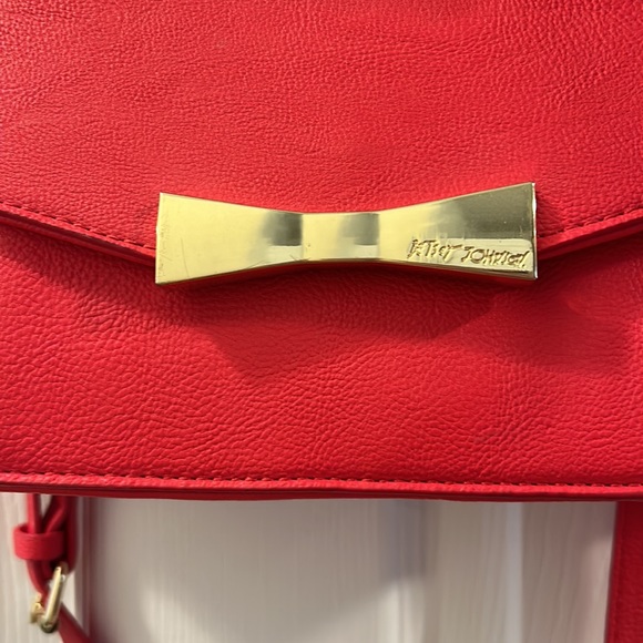 Betsy Johnson Red Animal Print Bow Satchel - Picture 3 of 14